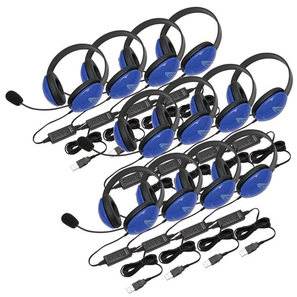 Califone Califone 1544143 Headset with USB Connector; Blue - Pack of 12 1544143